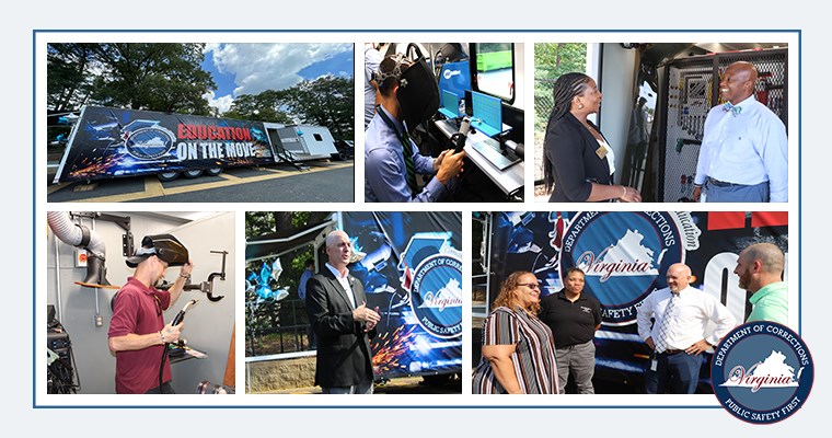 मोबाइल वेल्डिंग ट्रेलर पर शिक्षा और भाग ले रहे VADOC कर्मचारी